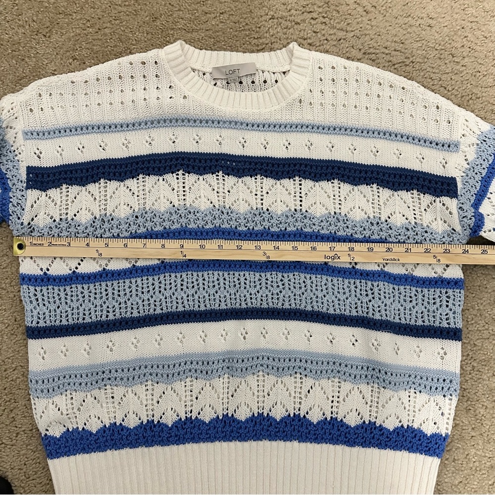 Ann Taylor LOFT Mixed Pointelle Sweater in Rainwashed Blue Size XL NWT - Picture 8 of 8